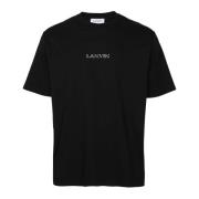 Zwarte katoenen T-shirt met logo Lanvin , Black , Dames
