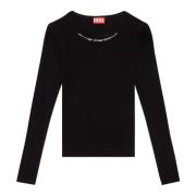 Long-sleeve top with chain necklace Diesel , Black , Dames