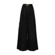 Wide Trousers Twinset , Black , Dames