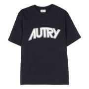 Katoenen Crew Neck T-shirt Autry , Blue , Heren