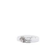 Leather belt with crystal logo charms Diesel , White , Dames
