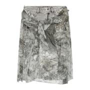 Denim mini skirt with chiffon overlay Diesel , Gray , Dames