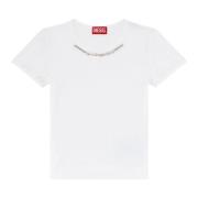Ribbed-jersey top with chain necklace Diesel , White , Dames