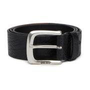 Textured-leather belt with Jacron Patch Diesel , Black , Heren