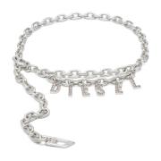 Chain belt with crystal logo charm Diesel , Gray , Dames