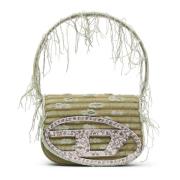 1DR - Iconic shoulder bag in canvas and leather Diesel , Green , Dames