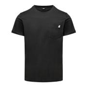 Zwarte stijlvolle T-shirt voor heren K-Way , Black , Heren