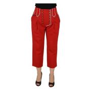 Rode knoopversierde hoge taille broek Dolce & Gabbana , Red , Dames
