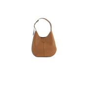 Bruine Korrelige Leren Hobo Tas Tod's , Brown , Dames