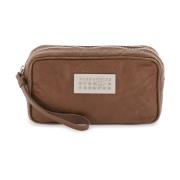 Gekreukeld Leren Numerieke Pouch Tas MM6 Maison Margiela , Brown , Dam...