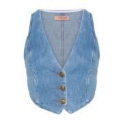 Stijlvolle Denim Gilet Vest Twinset , Blue , Dames