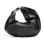 Grab-D Hobo M Shoulder Bag - Embellished hobo bag in stretch PU Diesel...