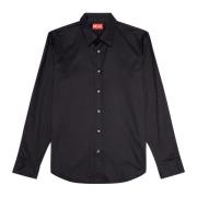 Micro-twill shirt with tonal embroidery Diesel , Black , Heren