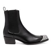 D-Calamity AB - Leather boots with crystal toe cap Diesel , Black , Da...