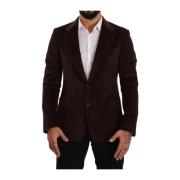 Bruine Corduroy Slim Fit Blazer Dolce & Gabbana , Brown , Heren