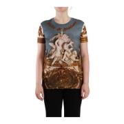 Engel Print Katoenen T-shirt Dolce & Gabbana , Multicolor , Dames