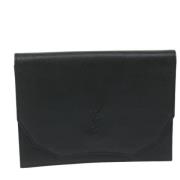 Pre-owned Leather clutches Yves Saint Laurent Vintage , Black , Dames