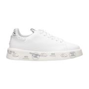 Witte Leren Sneakers met Ronde Neus Premiata , White , Dames