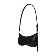 Zwarte Spiral Curve Kleine Leren Tas Mugler , Black , Dames