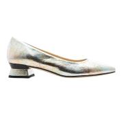 Glanzende leren pumps met unieke hak Brunate , Multicolor , Dames