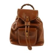 Pre-owned Leather backpacks Gucci Vintage , Brown , Dames