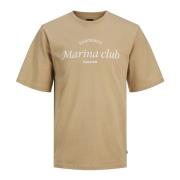 Front Print T-Shirt Ocean Club Jack & Jones , Beige , Heren