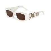 Peri001 0160 Sunglasses Palm Angels , White , Unisex