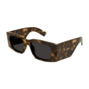 Square Oversized Sunglasses Black Havana Saint Laurent , Brown , Dames