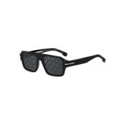 Zwarte zonnebril met lineaire spiegellens Hugo Boss , Black , Unisex