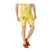 Heren Bloemen Cargo Bermuda Shorts Mason's , Yellow , Heren