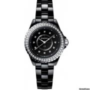 Vrouw - H6419 - J12 Quartz - 33 mm - Zwart Keramiek + Diamanten Chanel...