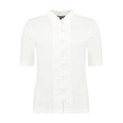 Jersey Stand Up Kraag Blouse Bloomings , White , Dames
