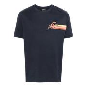 Blauw Katoenen Jersey T-shirt met Logo Print A.p.c. , Blue , Heren