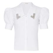 Witte Strass Kraag Shirt Liu Jo , White , Dames