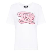 Katoenen Jersey T-Shirt Dsquared2 , White , Dames