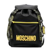 Gerecyclede Logo Print Rugzak Moschino , Black , Unisex