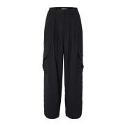 Wide Trousers Soaked in Luxury , Black , Dames