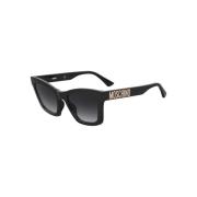 Zwarte Frame Donkergrijze Lenzen Zonnebril Moschino , Black , Dames