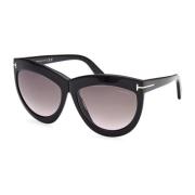 Dames Ovale Zwarte Zonnebril Tom Ford , Black , Dames