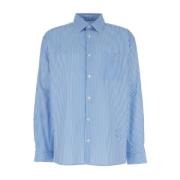 Blauwe Malo Streep Logo Shirt A.p.c. , Blue , Heren