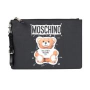 Safety Pin Teddy Pouch Moschino , Black , Dames