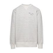 Gestreepte Katoenen Crew Neck Sweatshirt Golden Goose , White , Heren