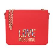Rode Schoudertas met Multicolor Strass Love Moschino , Red , Dames