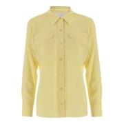 Zijden Shirt met Voorknoopsluiting Equipment , Yellow , Dames