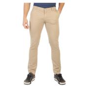 Slim Fit Stretch Katoenen Broek Daniele Alessandrini , Beige , Heren