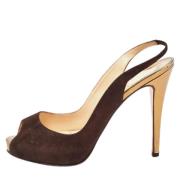 Pre-owned Suede heels Christian Louboutin Pre-owned , Brown , Dames