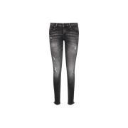 Grijze Skinny Jeans met Metalen Logo Guess , Gray , Dames