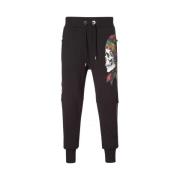 Katoenen Sportbroek - Zwart Print Philipp Plein , Black , Heren