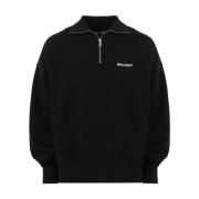 Geborduurd Logo HalfZip Zwart Palm Angels , Black , Heren