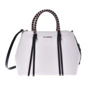Handbag in black, white and nude calfskin Baldinini , Multicolor , Dam...